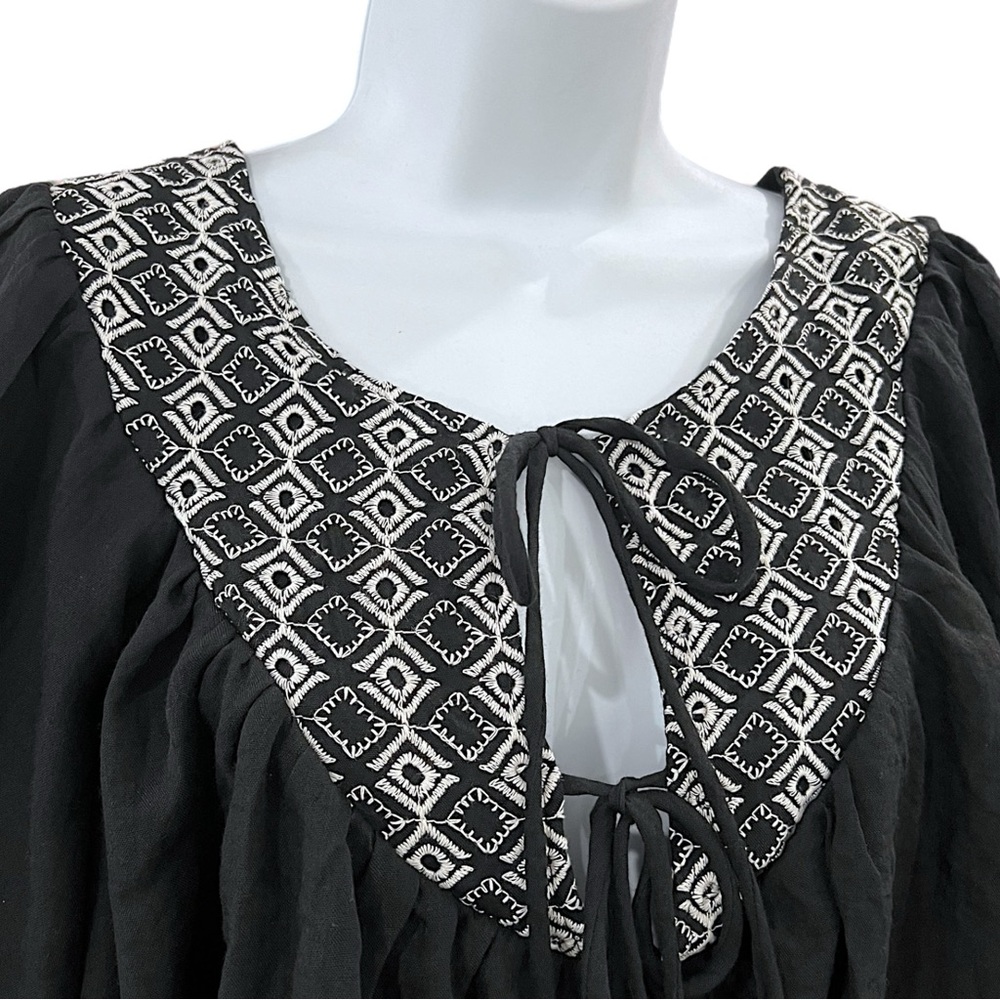 Retro BohoPeasant Blouson Crop Top hippy Blouse - Picture 4 of 9